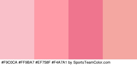 #F9C0CA #FF9BA7 #EF758F #F4A7A1 Colors