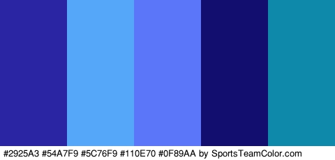 #2925A3 #54A7F9 #5C76F9 #110E70 #0F89AA Colors