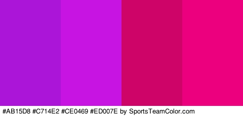 #AB15D8 #C714E2 #CE0469 #ED007E Colors