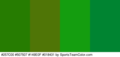 #257C00 #507507 #149E0F #018431 Colors