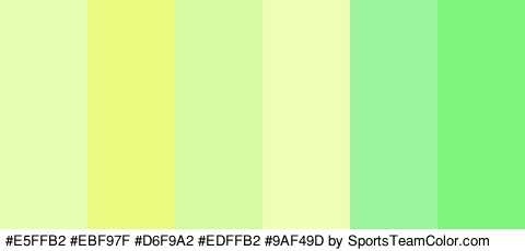 #E5FFB2 #EBF97F #D6F9A2 #EDFFB2 #9AF49D #7EF47C Colors