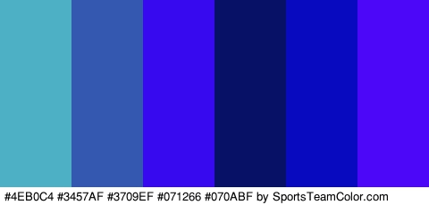 #4EB0C4 #3457AF #3709EF #071266 #070ABF #4C07F9 Colors