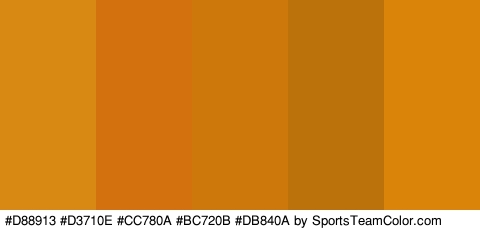 #D88913 #D3710E #CC780A #BC720B #DB840A Colors