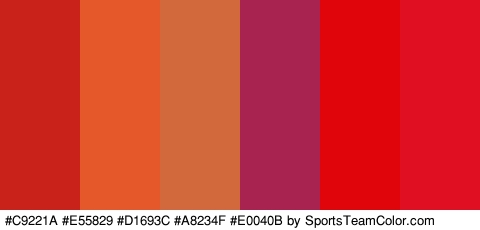 #C9221A #E55829 #D1693C #A8234F #E0040B #E00F21 Colors