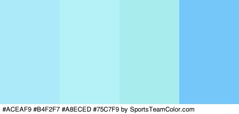 #ACEAF9 #B4F2F7 #A8ECED #75C7F9 Colors