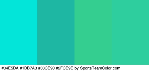 #04E5DA #1DB7A3 #33CE90 #2FCE9E Colors