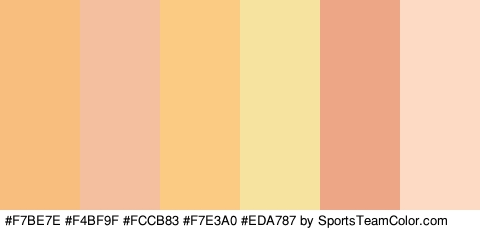 #F7BE7E #F4BF9F #FCCB83 #F7E3A0 #EDA787 #FCDAC4 Colors