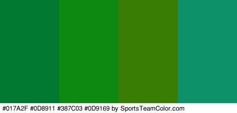 #017A2F #0D8911 #387C03 #0D9169 Colors