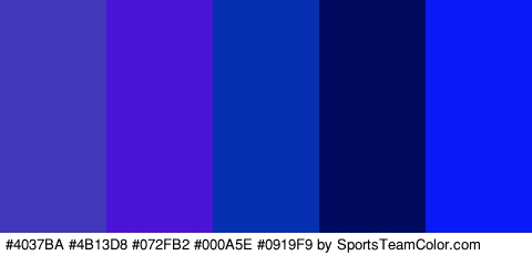 #4037BA #4B13D8 #072FB2 #000A5E #0919F9 Colors