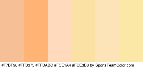 #F7BF96 #FFB375 #FFDABC #FCE1A4 #FCE3B8 #FCE8A6 Colors