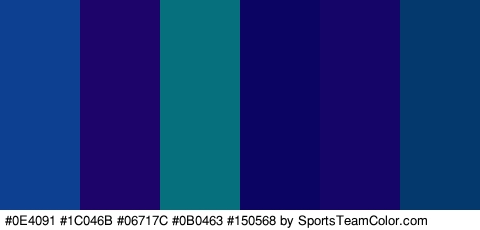 #0E4091 #1C046B #06717C #0B0463 #150568 #04396D Colors