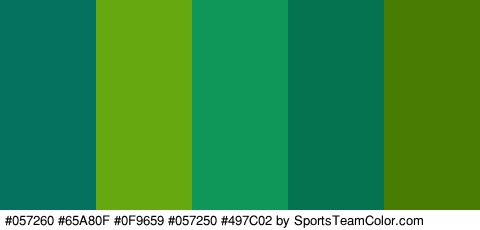 #057260 #65A80F #0F9659 #057250 #497C02 Colors