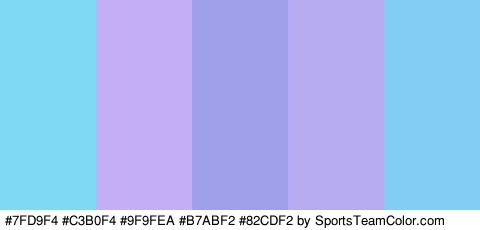 #7FD9F4 #C3B0F4 #9F9FEA #B7ABF2 #82CDF2 Colors