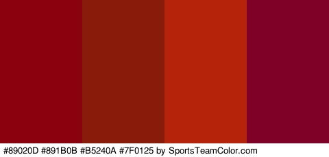 #89020D #891B0B #B5240A #7F0125 Colors