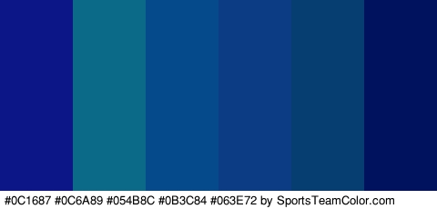 #0C1687 #0C6A89 #054B8C #0B3C84 #063E72 #00125E Colors