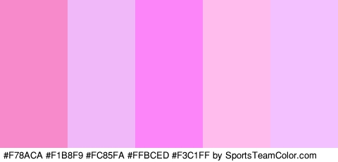 #F78ACA #F1B8F9 #FC85FA #FFBCED #F3C1FF Colors