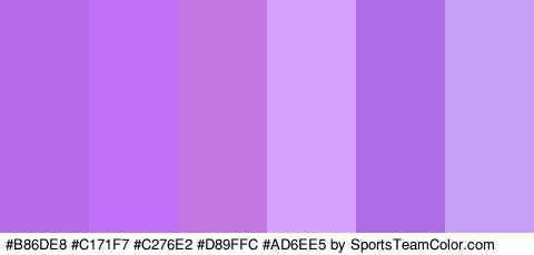 #B86DE8 #C171F7 #C276E2 #D89FFC #AD6EE5 #C49EF7 Colors