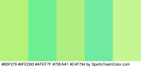 #B5F279 #6FED93 #AFEF7F #70EAA1 #C4F794 Colors