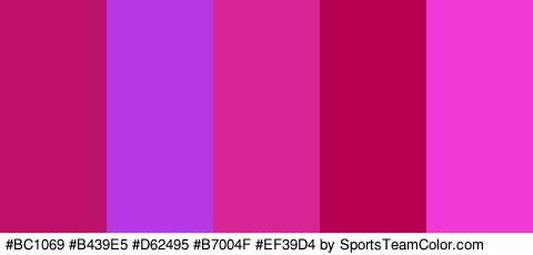 #BC1069 #B439E5 #D62495 #B7004F #EF39D4 Colors