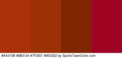 #AA310B #9B3104 #7F2501 #9E0322 Colors