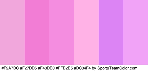 #F2A7DC #F27DD5 #F48DE0 #FFB2E5 #DC84F4 #F1A3F7 Colors