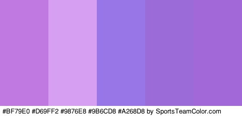 #BF79E0 #D69FF2 #9876E8 #9B6CD8 #A268D8 Colors