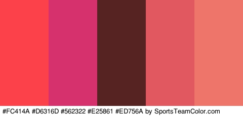 #FC414A #D6316D #562322 #E25861 #ED756A Colors