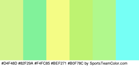 #D4F48D #82F29A #F4FC85 #BEF271 #B0F78C #75FFF5 Colors