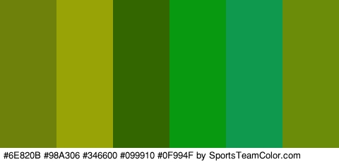 #6E820B #98A306 #346600 #099910 #0F994F #6B8C09 Colors