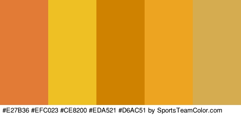 #E27B36 #EFC023 #CE8200 #EDA521 #D6AC51 Colors