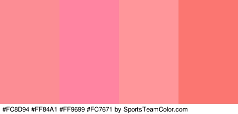 #FC8D94 #FF84A1 #FF9699 #FC7671 Colors