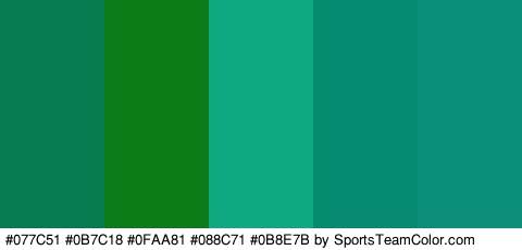 #077C51 #0B7C18 #0FAA81 #088C71 #0B8E7B Colors