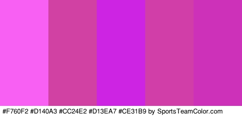 #F760F2 #D140A3 #CC24E2 #D13EA7 #CE31B9 Colors