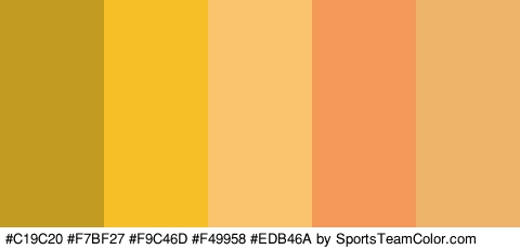 #C19C20 #F7BF27 #F9C46D #F49958 #EDB46A Colors