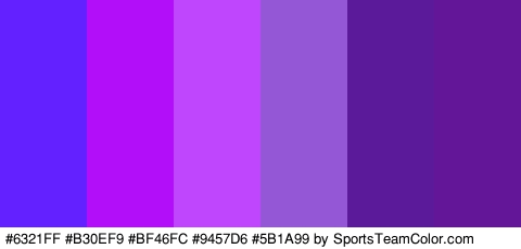 #6321FF #B30EF9 #BF46FC #9457D6 #5B1A99 #641699 Colors