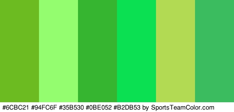 #6CBC21 #94FC6F #35B530 #0BE052 #B2DB53 #3ABC5F Colors