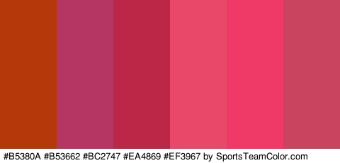 #B5380A #B53662 #BC2747 #EA4869 #EF3967 #C9445F Colors