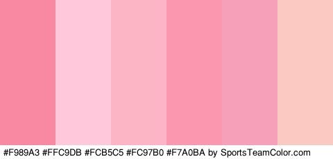 #F989A3 #FFC9DB #FCB5C5 #FC97B0 #F7A0BA #FCC8C2 Colors