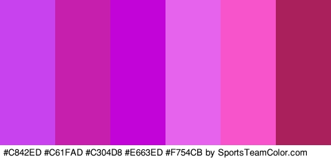 #C842ED #C61FAD #C304D8 #E663ED #F754CB #AA205C Colors