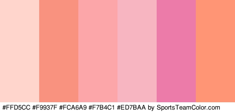 #FFD5CC #F9937F #FCA6A9 #F7B4C1 #ED7BAA #FF9575 Colors