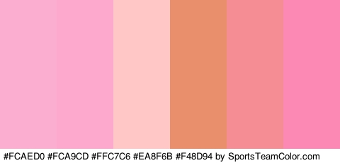 #FCAED0 #FCA9CD #FFC7C6 #EA8F6B #F48D94 #FC88B4 Colors