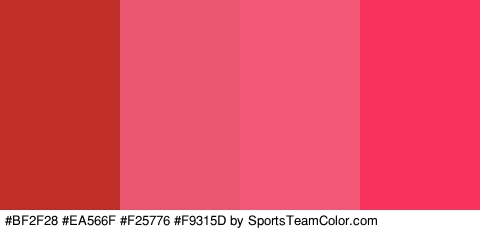 #BF2F28 #EA566F #F25776 #F9315D Colors