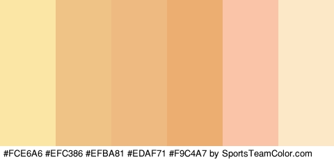 #FCE6A6 #EFC386 #EFBA81 #EDAF71 #F9C4A7 #FCE8C7 Colors