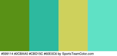 #599114 #2CBAA0 #CBD15C #60E0C6 Colors