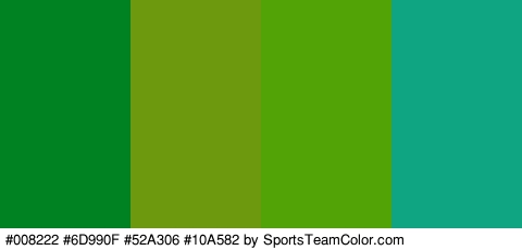 #008222 #6D990F #52A306 #10A582 Colors