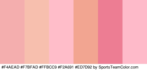 #F4AEAD #F7BFAD #FFBCC9 #F2A691 #ED7D92 #FFBACA Colors