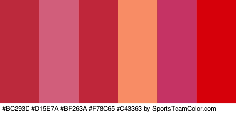 #BC293D #D15E7A #BF263A #F78C65 #C43363 #D6000A Colors