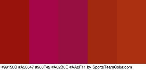 #99150C #A30647 #960F42 #A02B0E #AA2F11 Colors