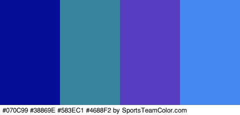 #070C99 #38869E #583EC1 #4688F2 Colors