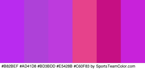 #B82BEF #AD41D8 #BD3BDD #E5428B #C60F83 #C823DB Colors